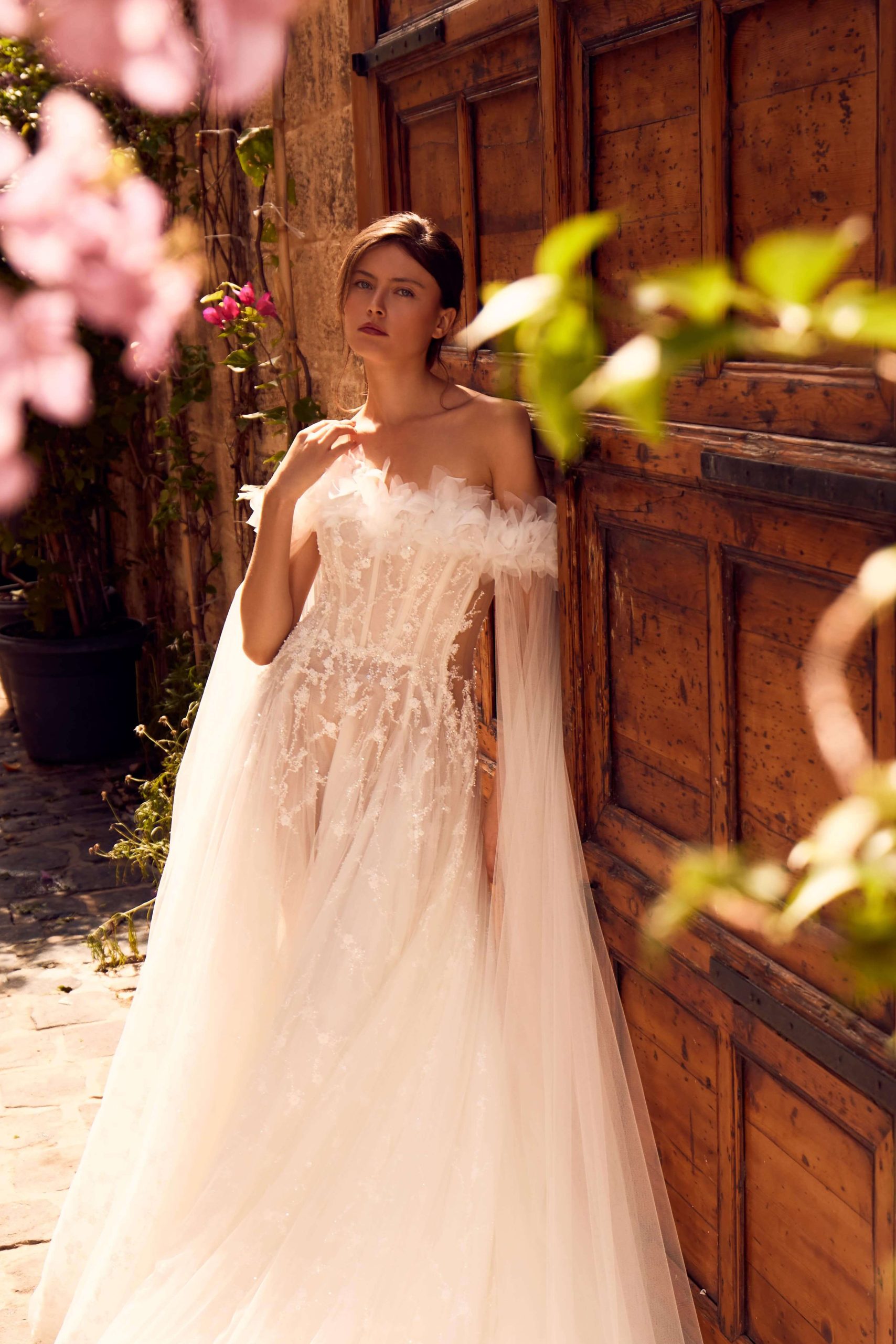 beaded tulle bridal dress